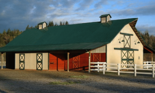 Pole barn with a tin roof