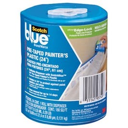 Painter's Plastic + Dispenser, Pre-Taped, 24-In. x 90-Ft.