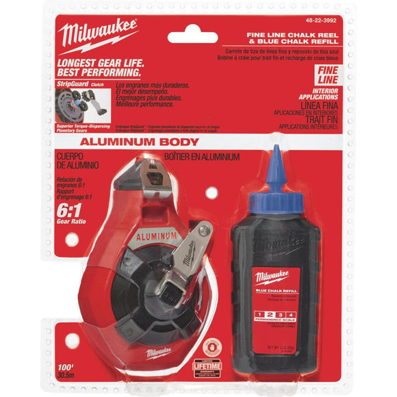 Milwaukee 100 Ft. Fine Chalk Line Reel and Chalk, Blue